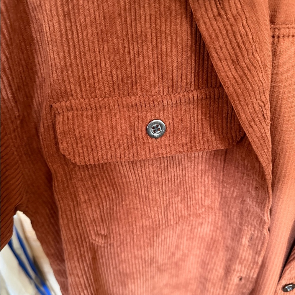 Burnt Orange Corduroy Button Up Shacket - Picture 3 of 7